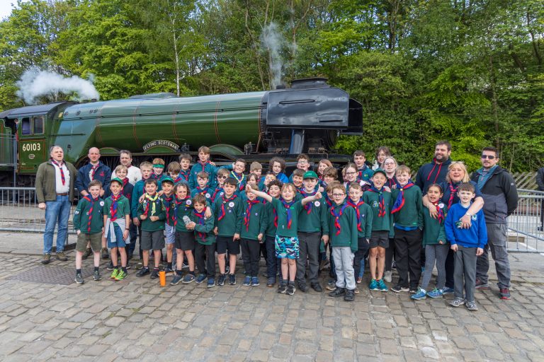 Scouts and Guides visit Flying Scotsman